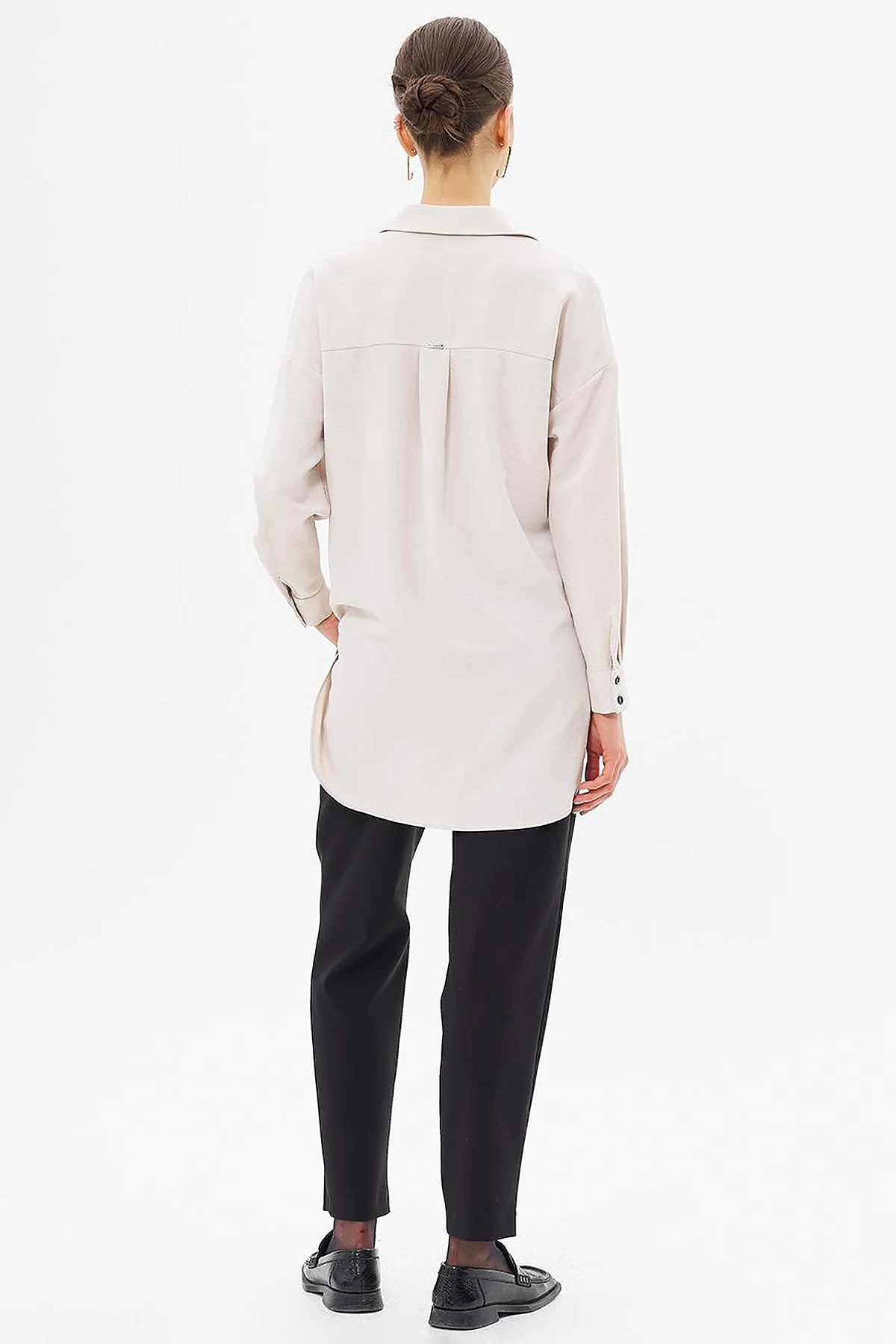 Stripe Detailed Shirt Collar Tunic Cream
