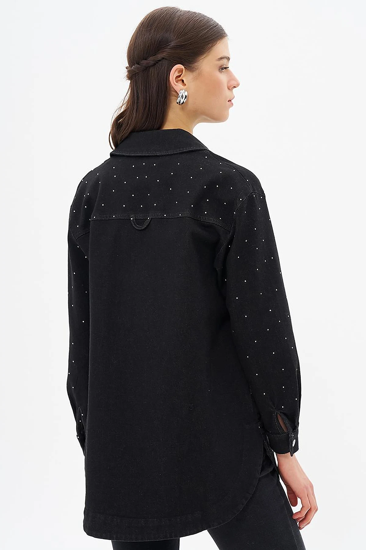 Hotfix Printed Denim Jacket Black