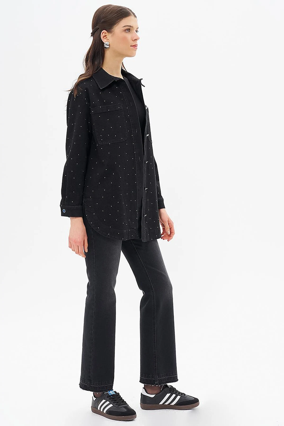 Hotfix Printed Denim Jacket Black