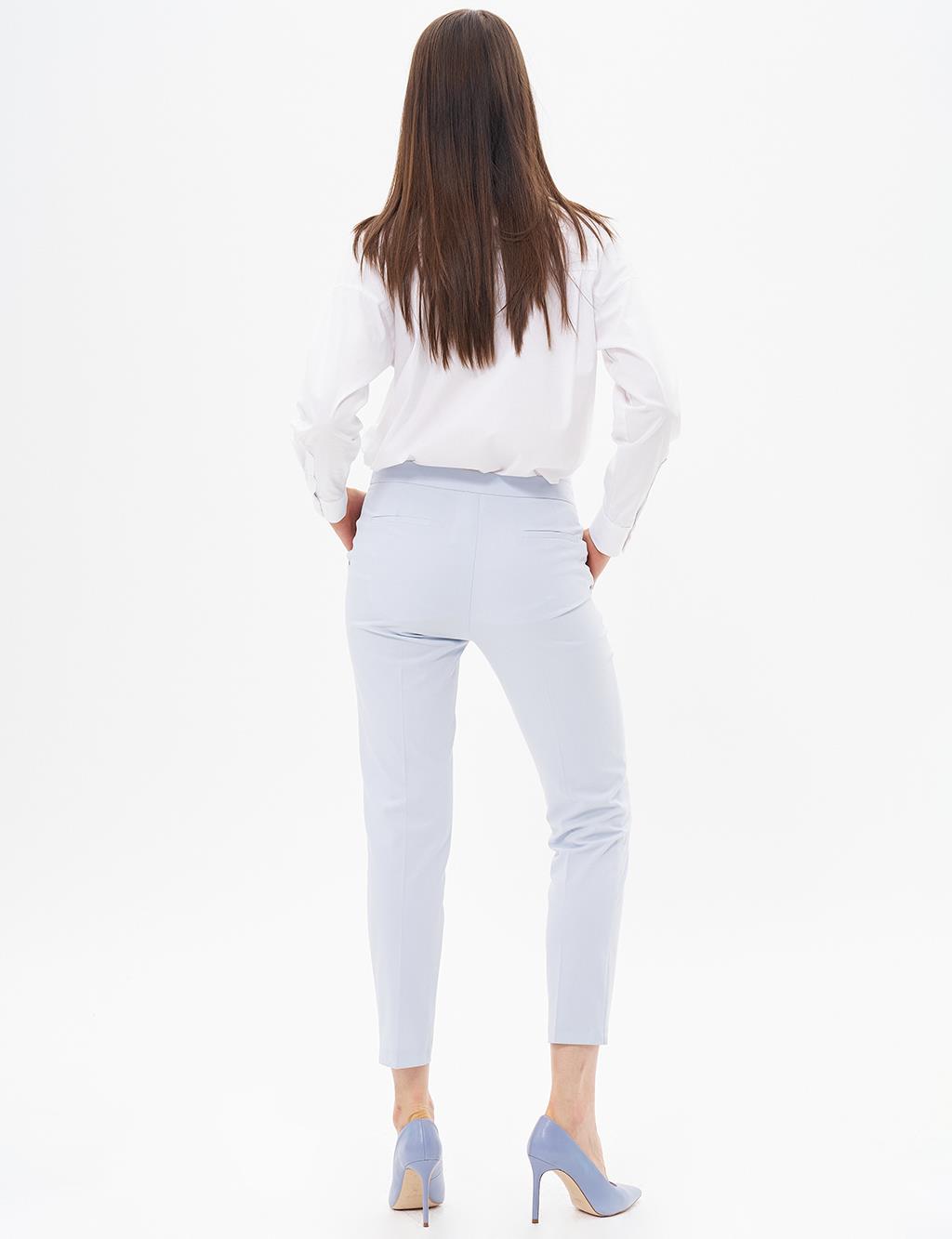 Basic Zippered Trousers Blue