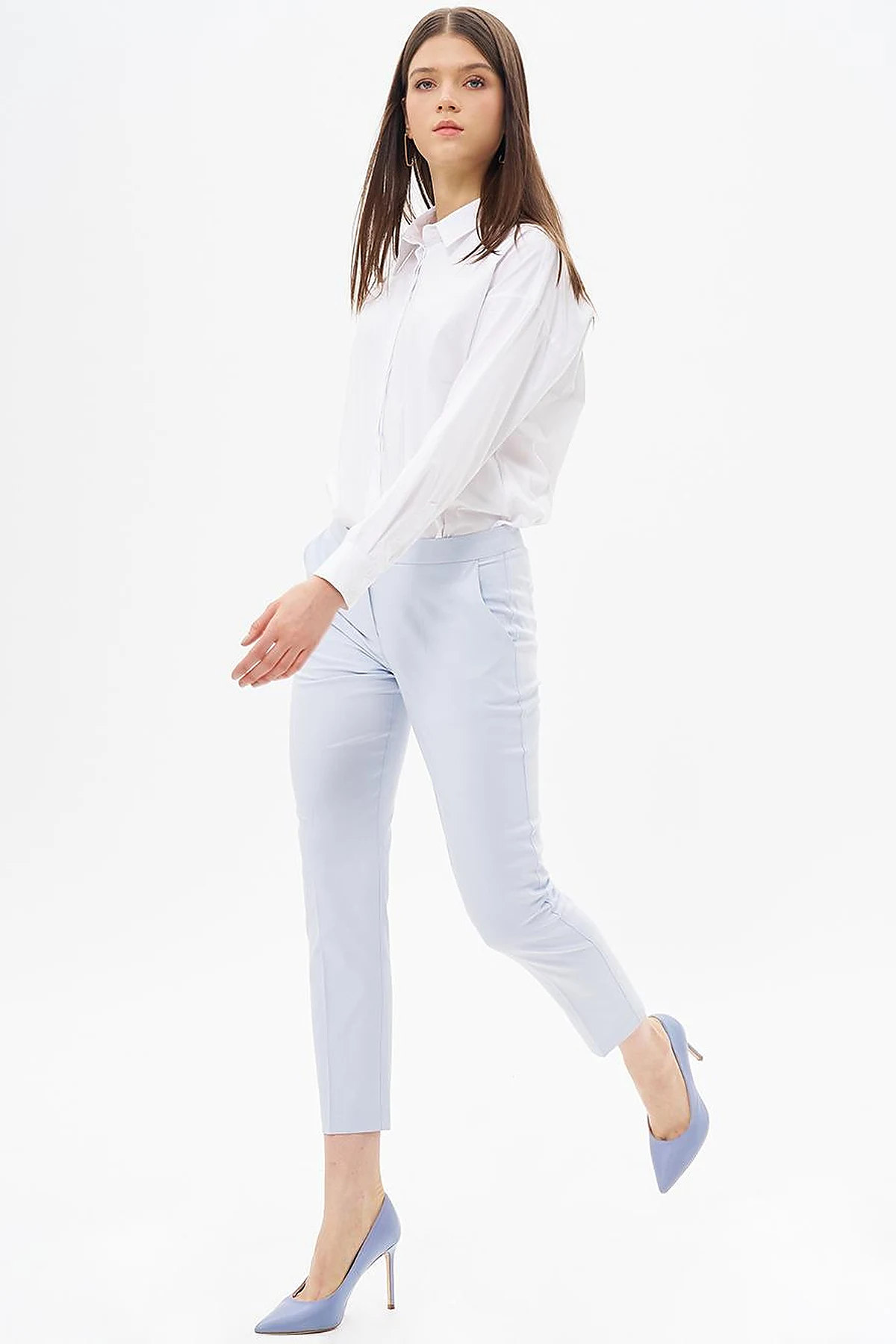 Basic Zippered Trousers Blue