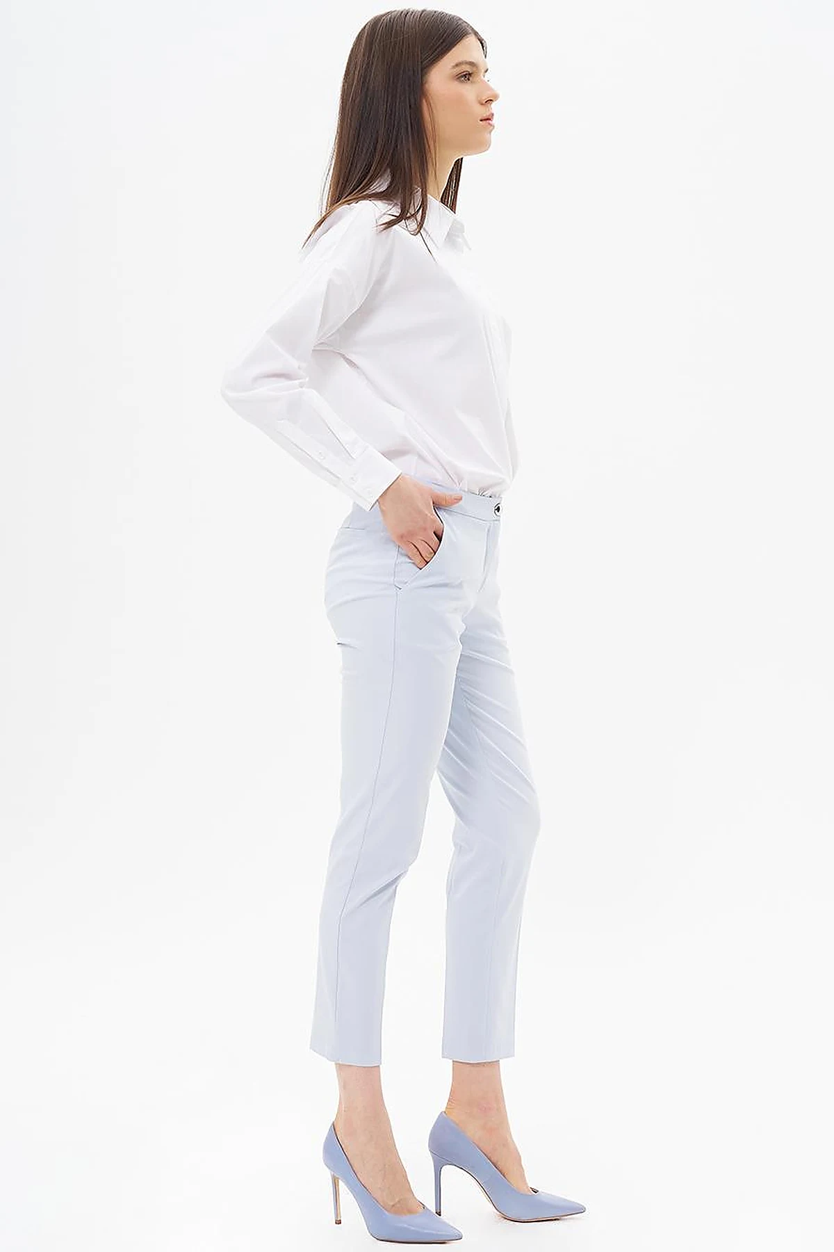 Basic Zippered Trousers Blue