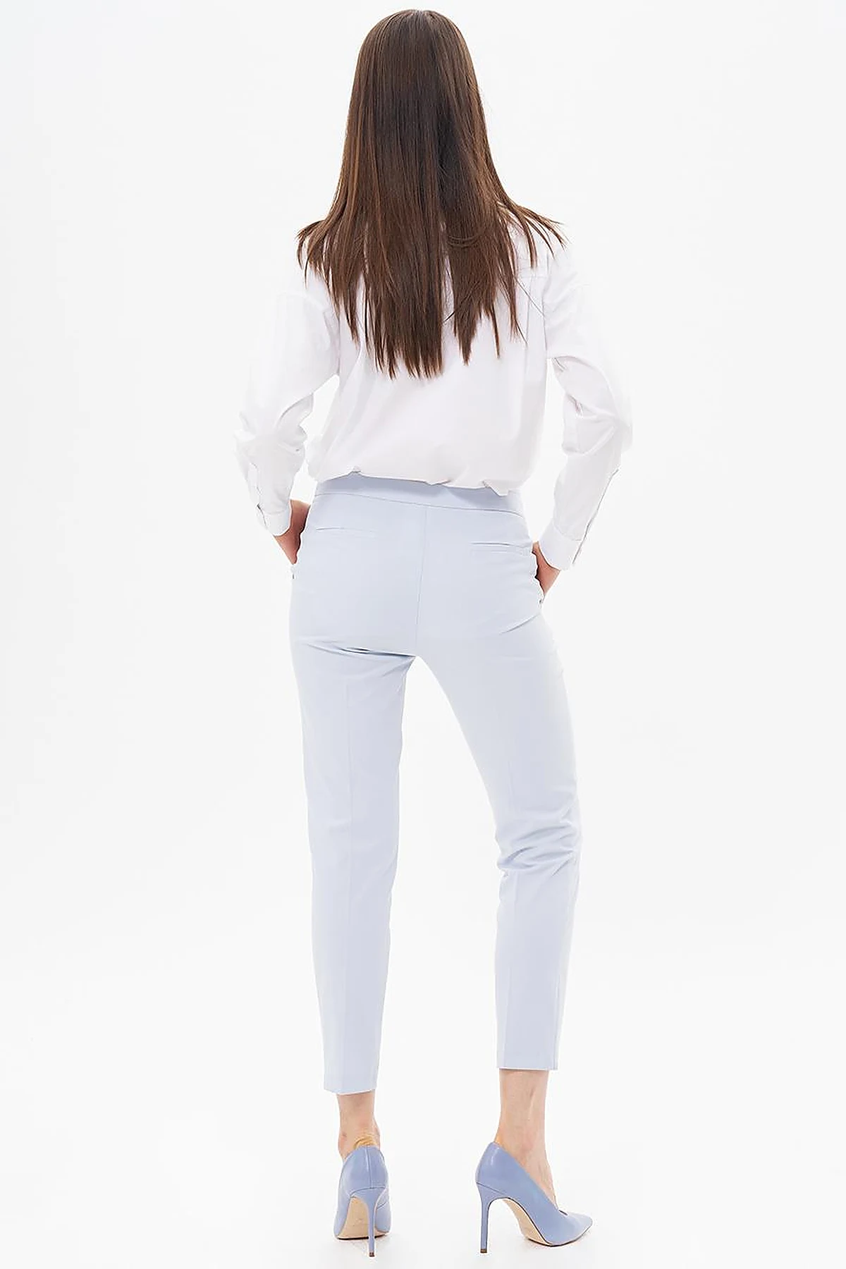 Basic Zippered Trousers Blue