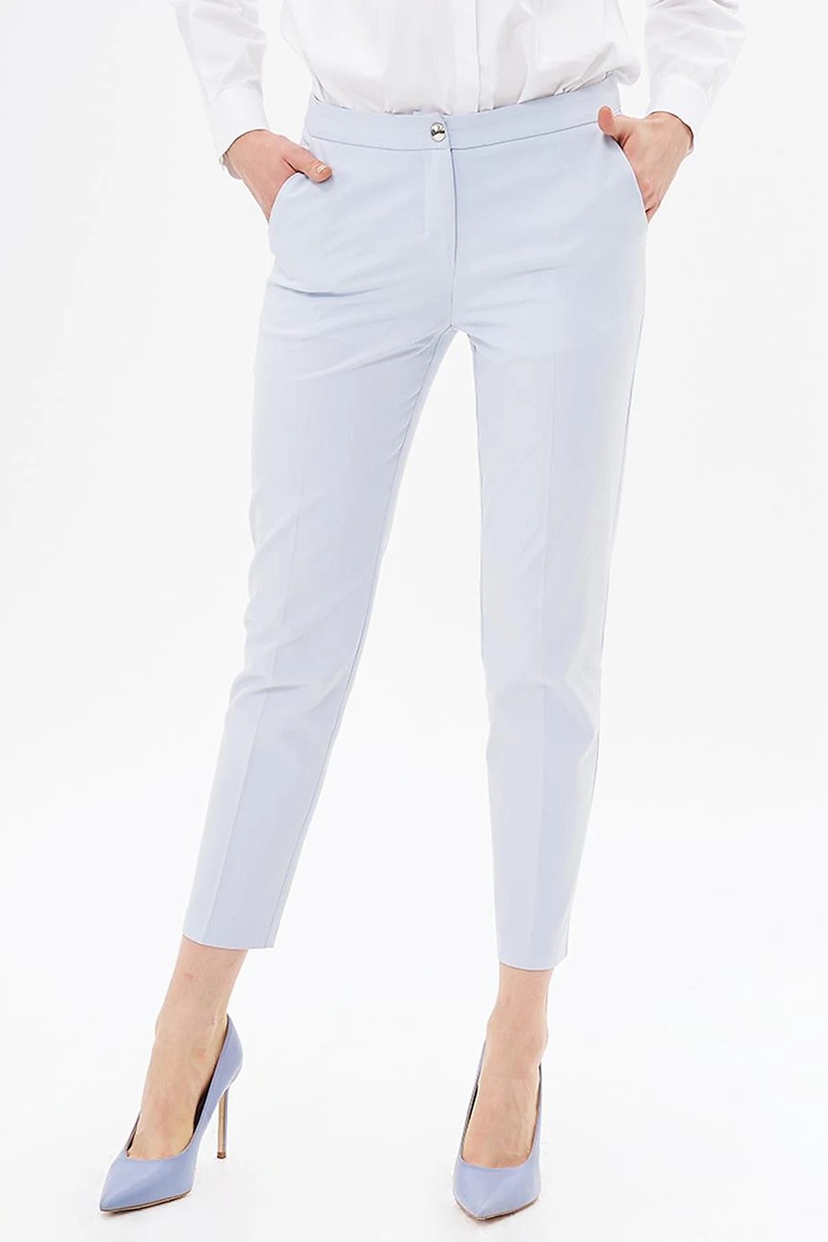 Basic Zippered Trousers Blue
