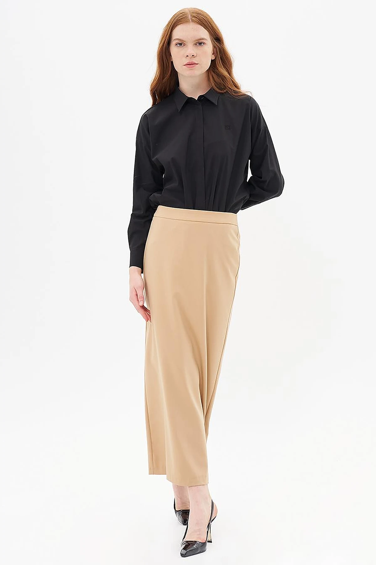 Basic Pencil Skirt Beige
