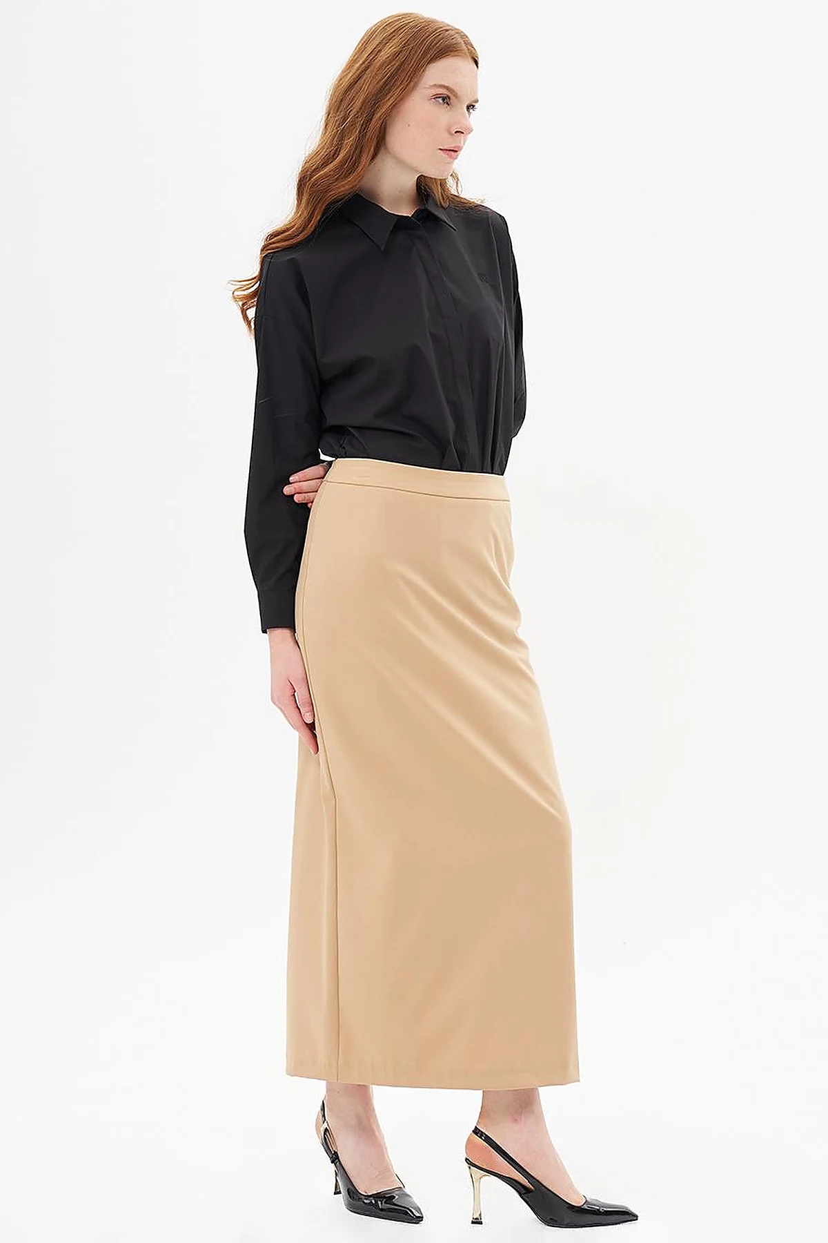 Basic Pencil Skirt Beige