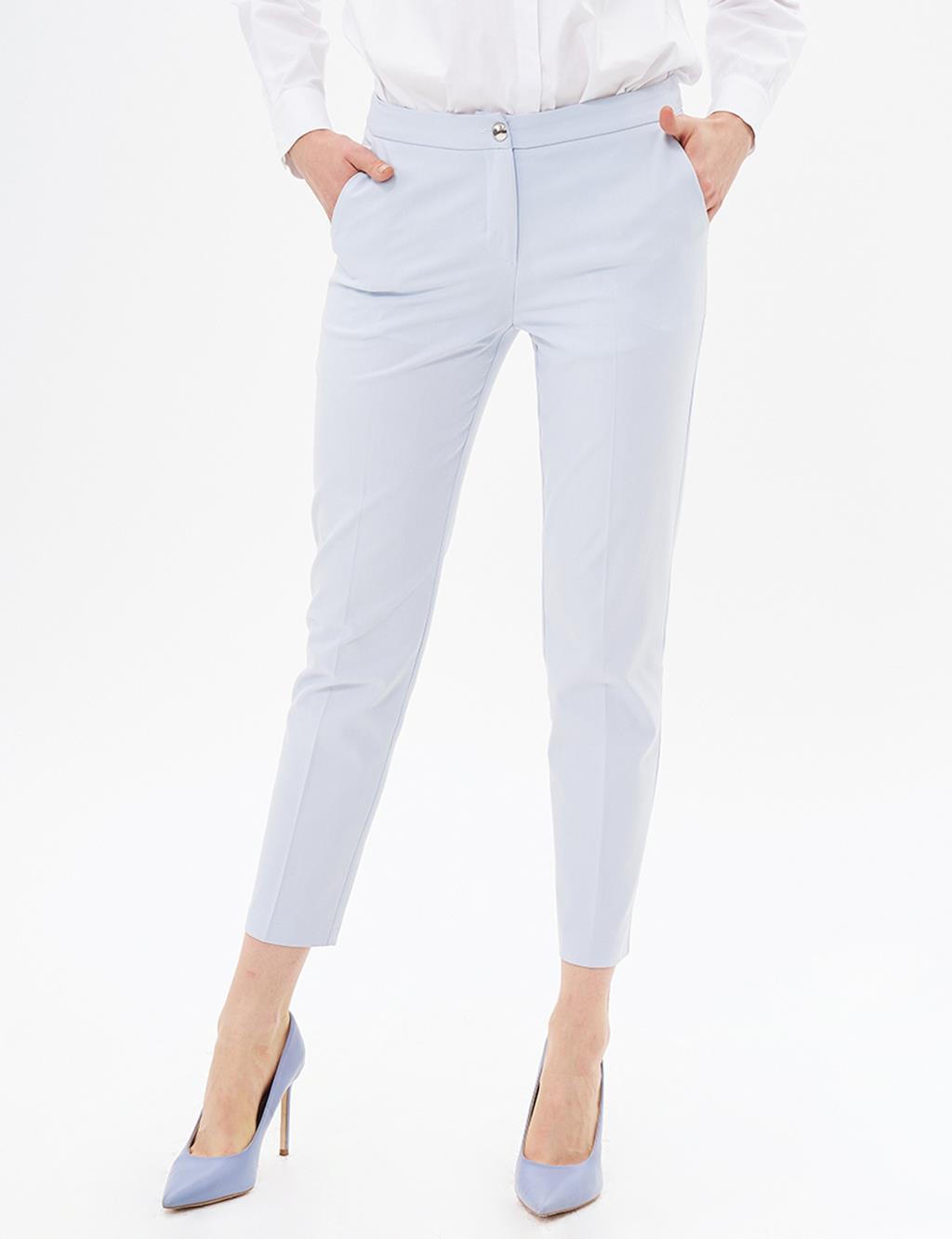 Basic Zippered Trousers Blue