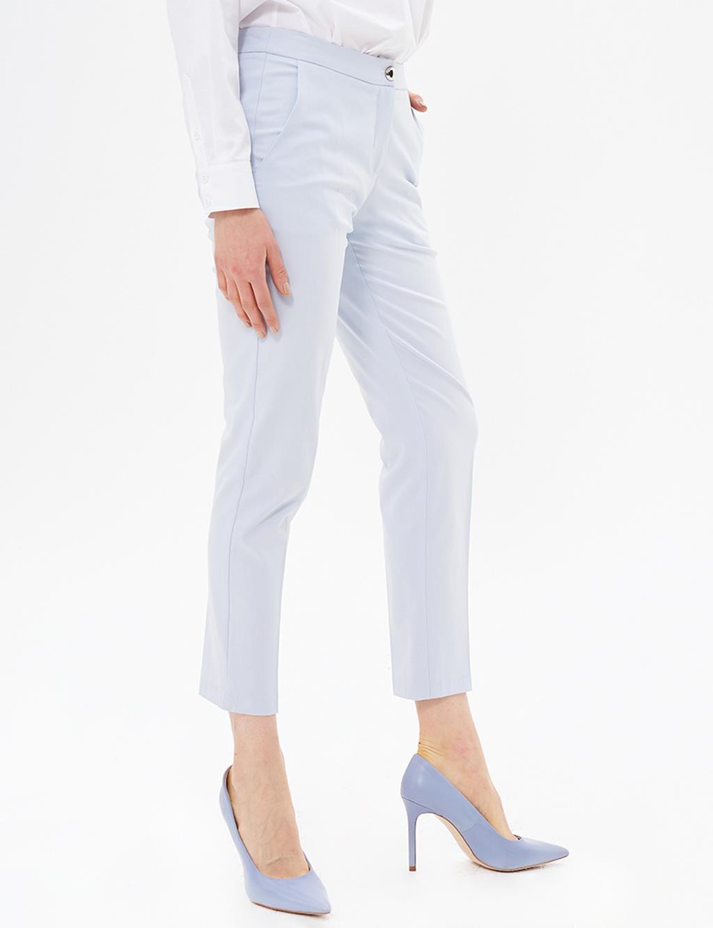 Basic Zippered Trousers Blue