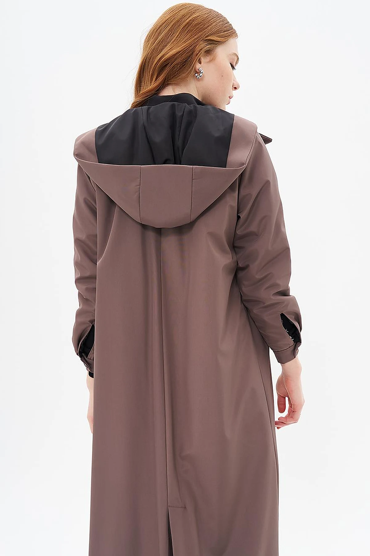 Hood Detailed Overcoat Mink