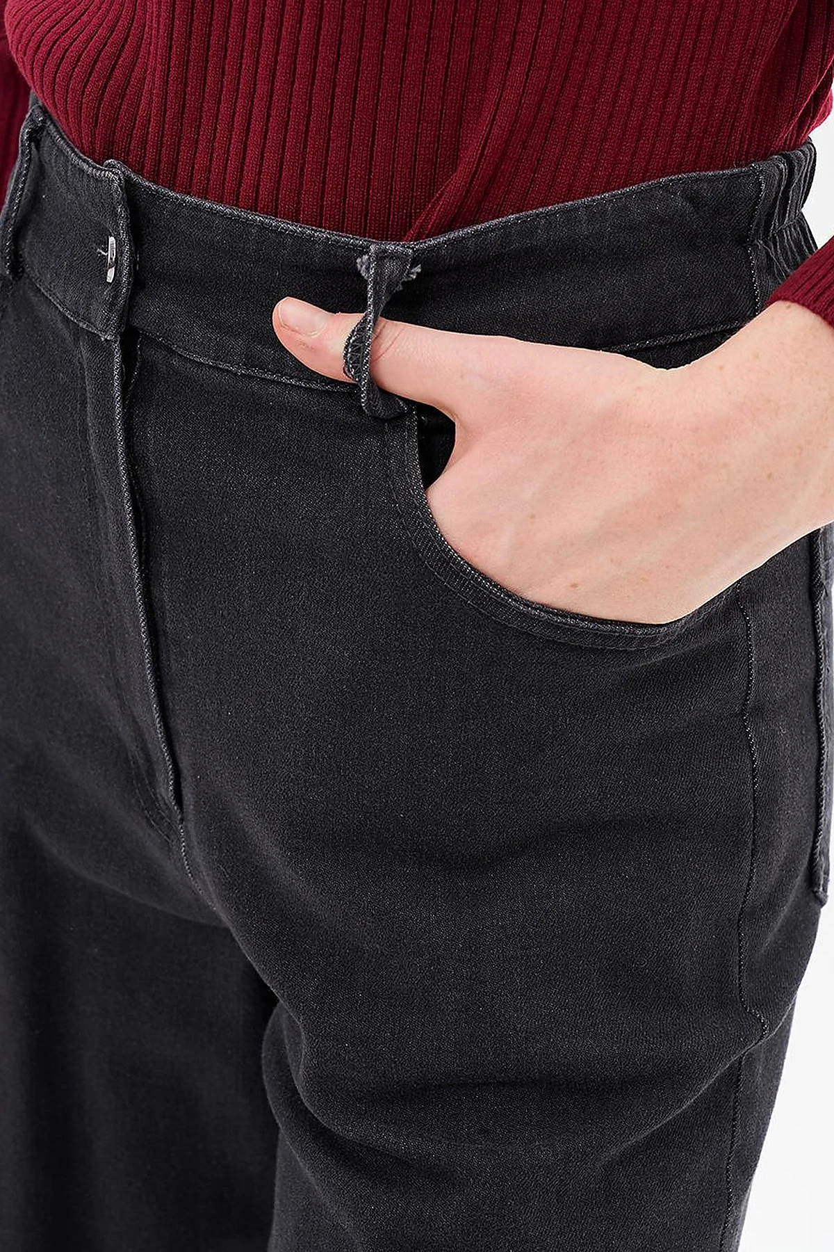 Fringed Denim Trousers Gray