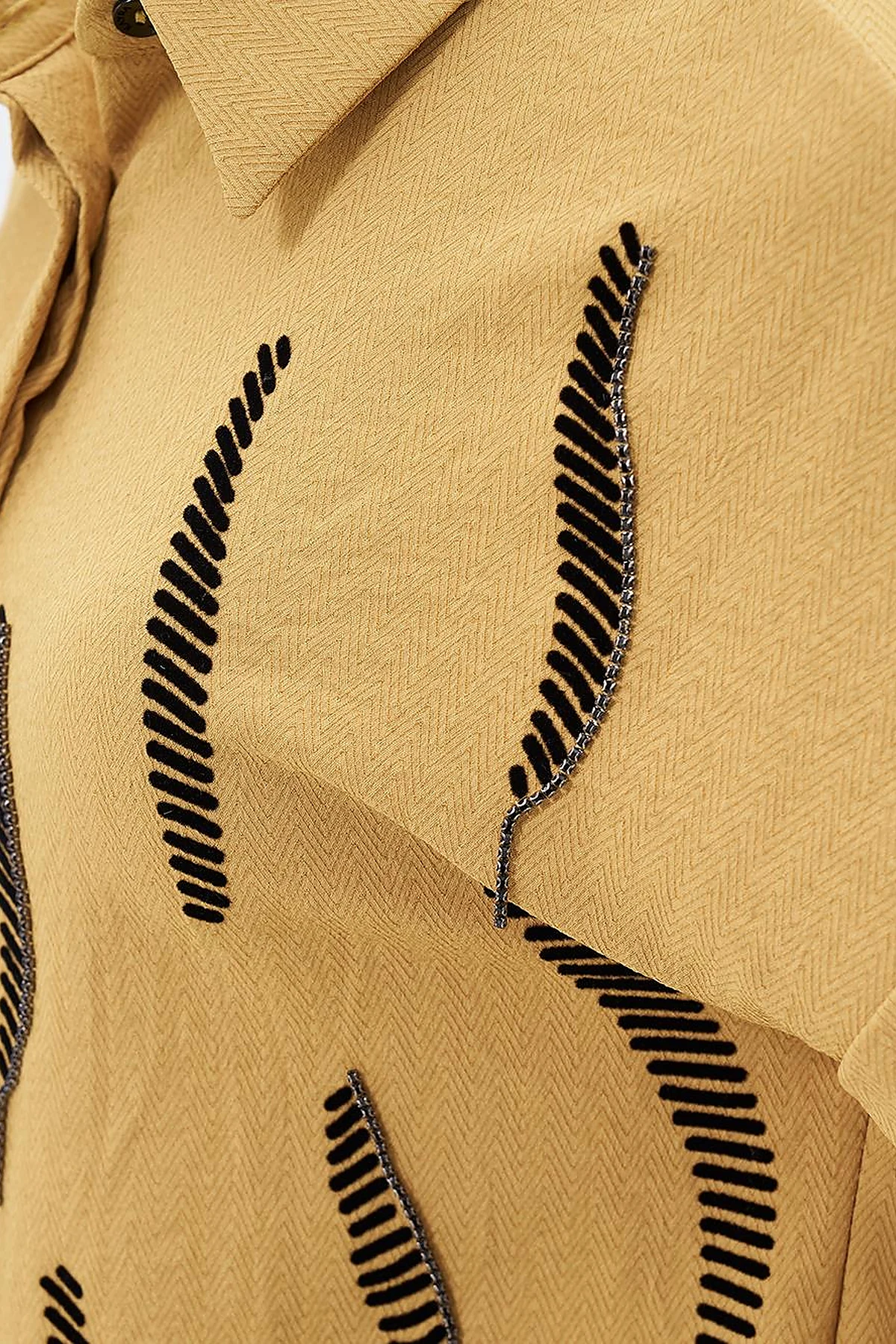 Shirt Collar Tunic with Stripe Detail Mustard