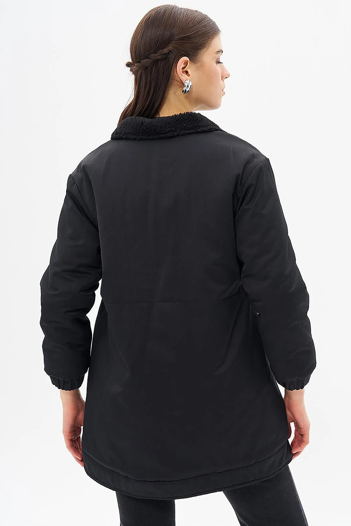 Reversible Faux Fur Coat in Black