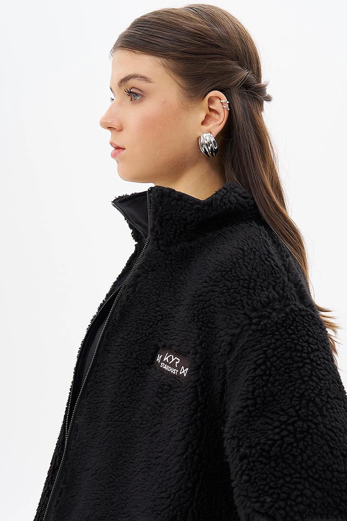 Reversible Faux Fur Coat in Black