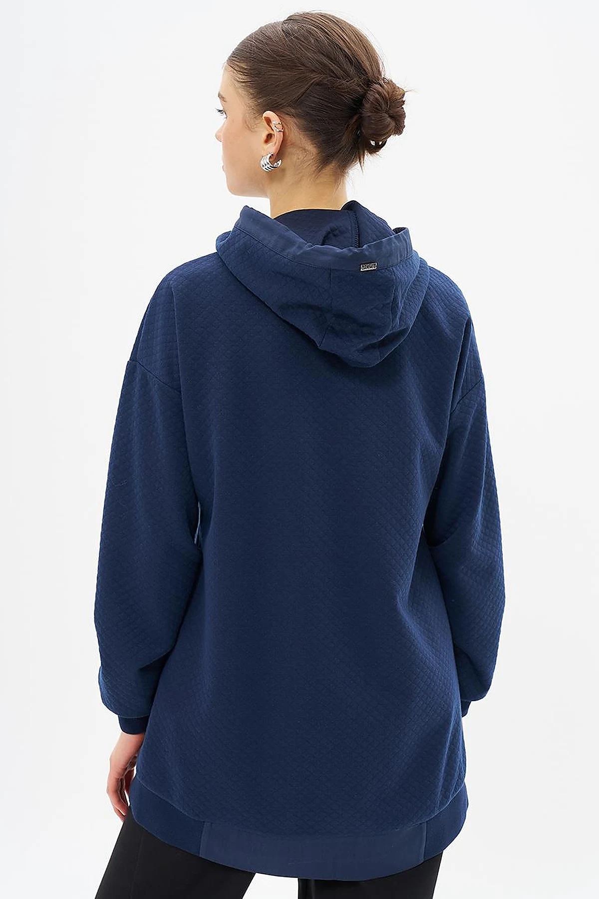 Quilted Sweatshirt Dark Navy Blue