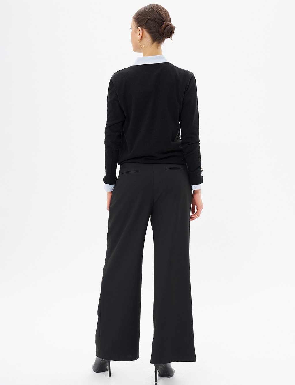 Double Pleated Detailed High Waist Trousers Black