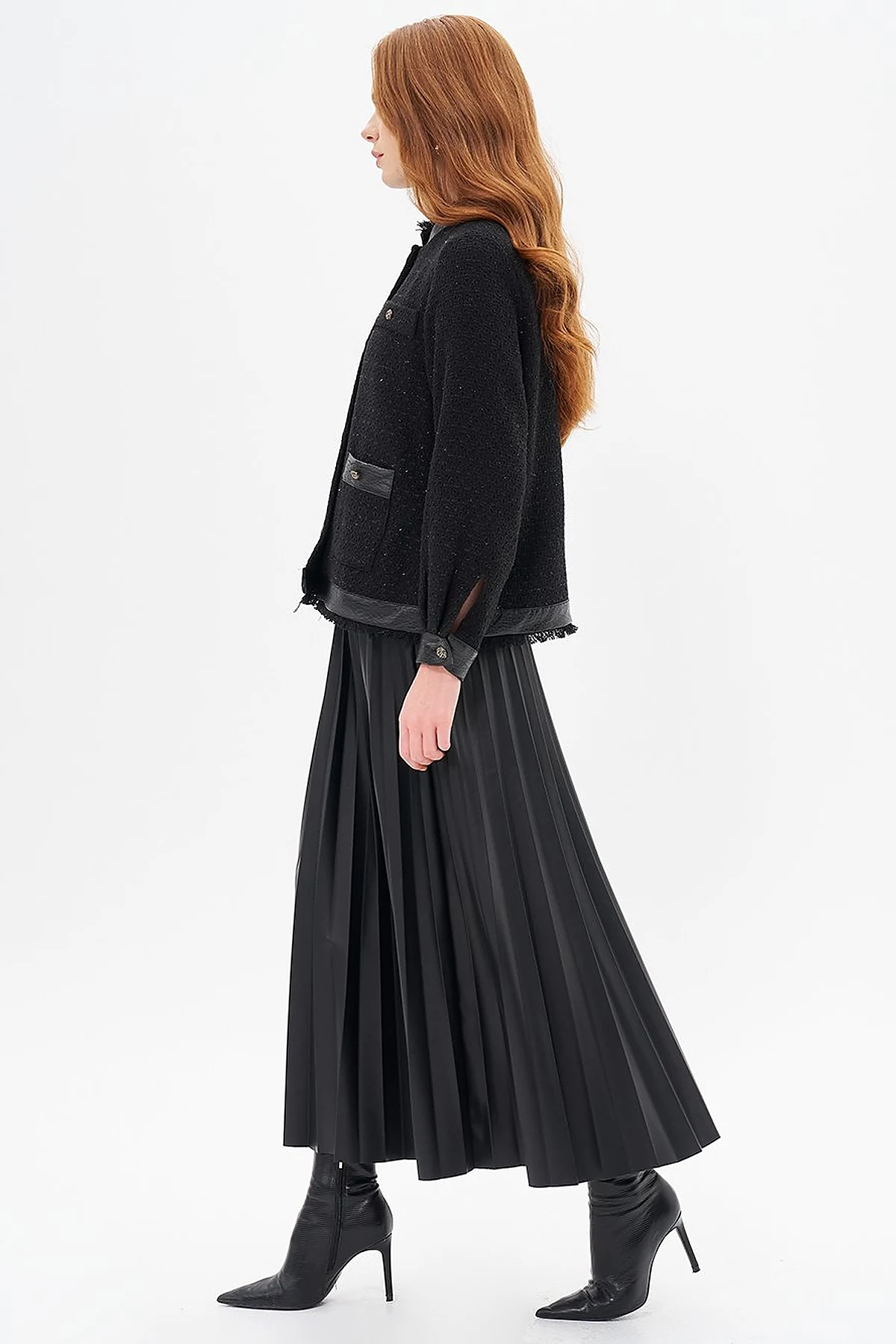  Button-Detail Textured Jacket Black