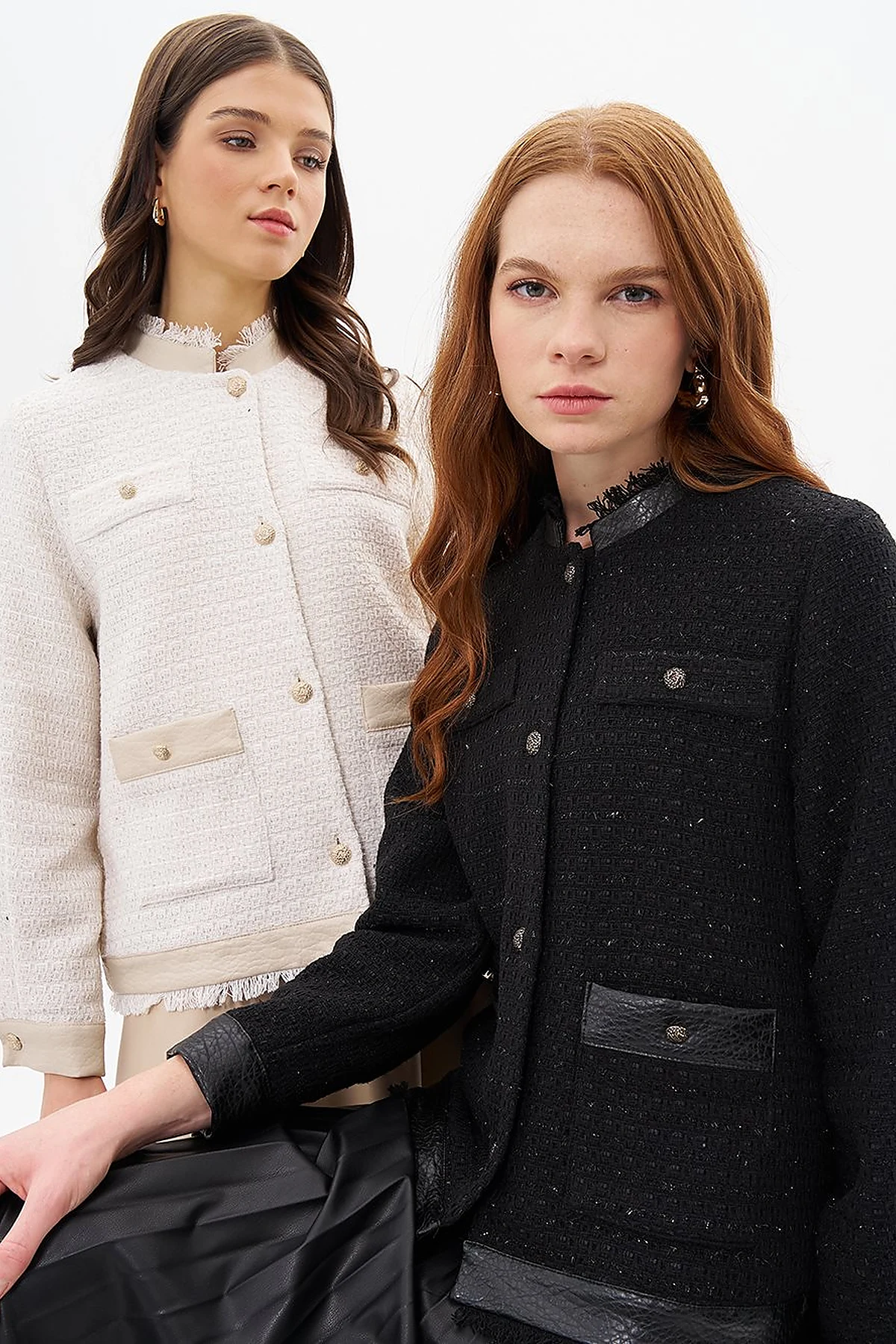  Button-Detail Textured Jacket Black