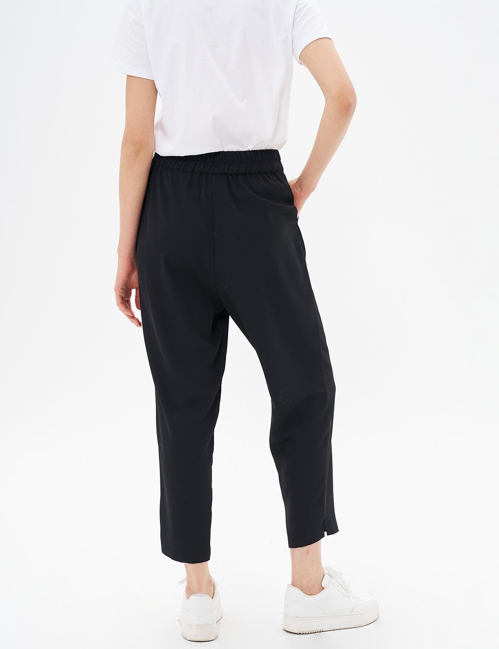 Basic Zipper Detailed Trousers Black