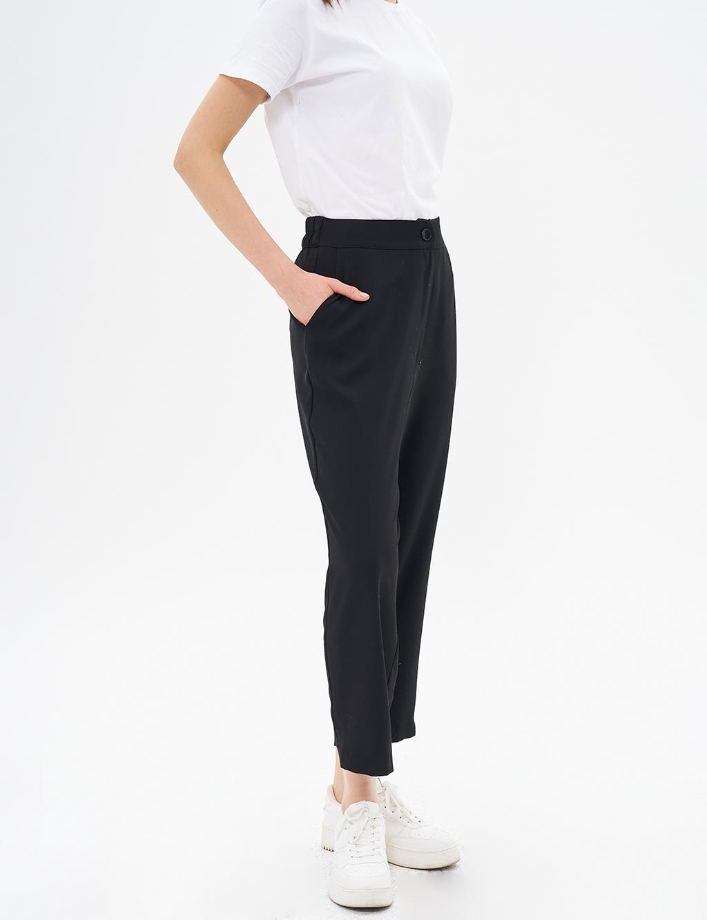 Basic Zipper Detailed Trousers Black