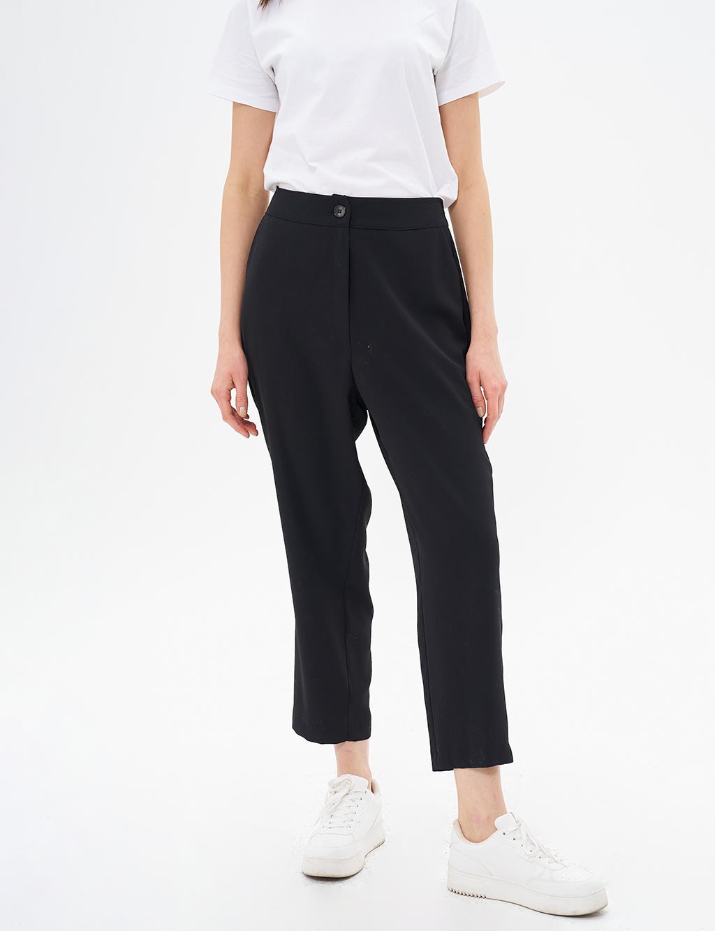 Basic Zipper Detailed Trousers Black