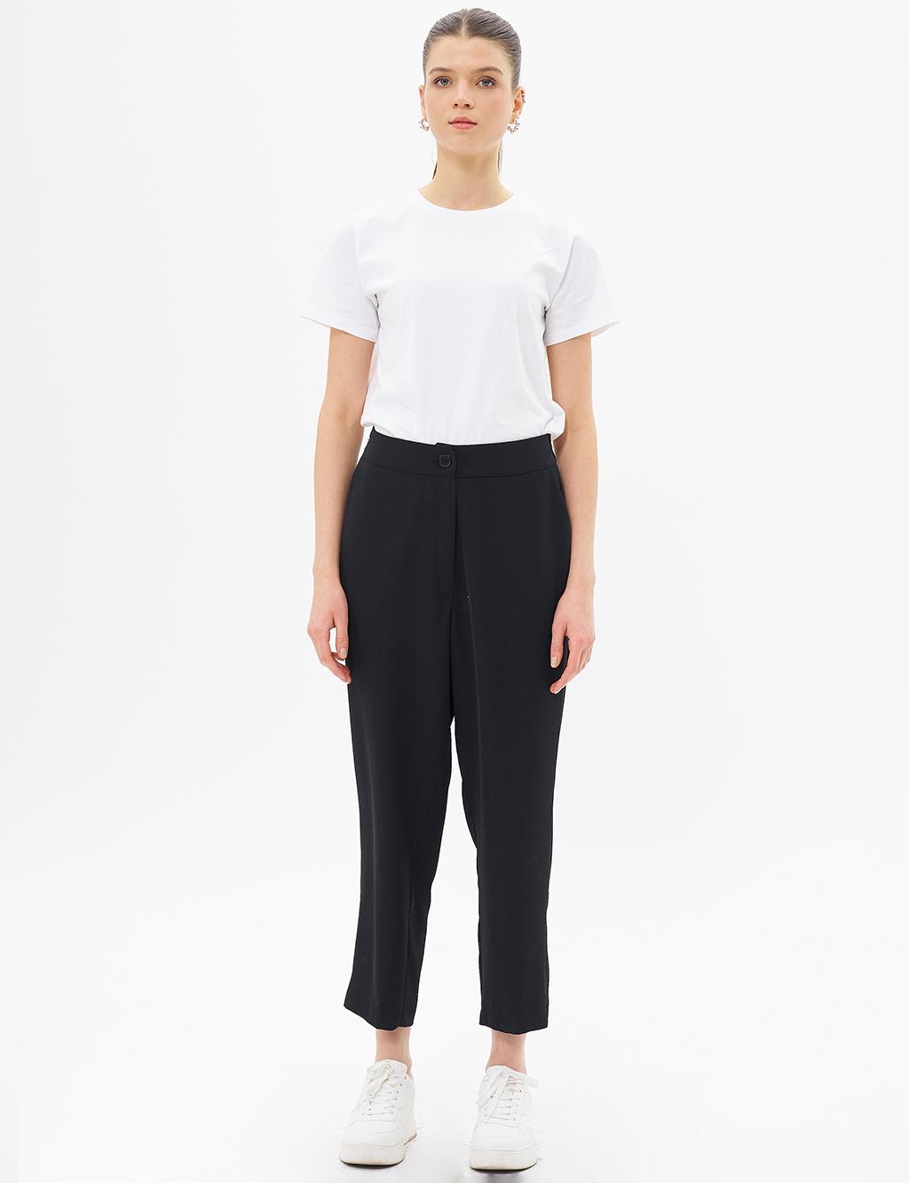 Basic Zipper Detailed Trousers Black