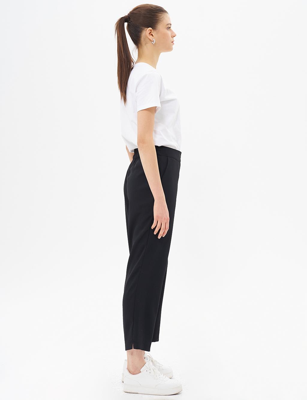 Basic Zipper Detailed Trousers Black