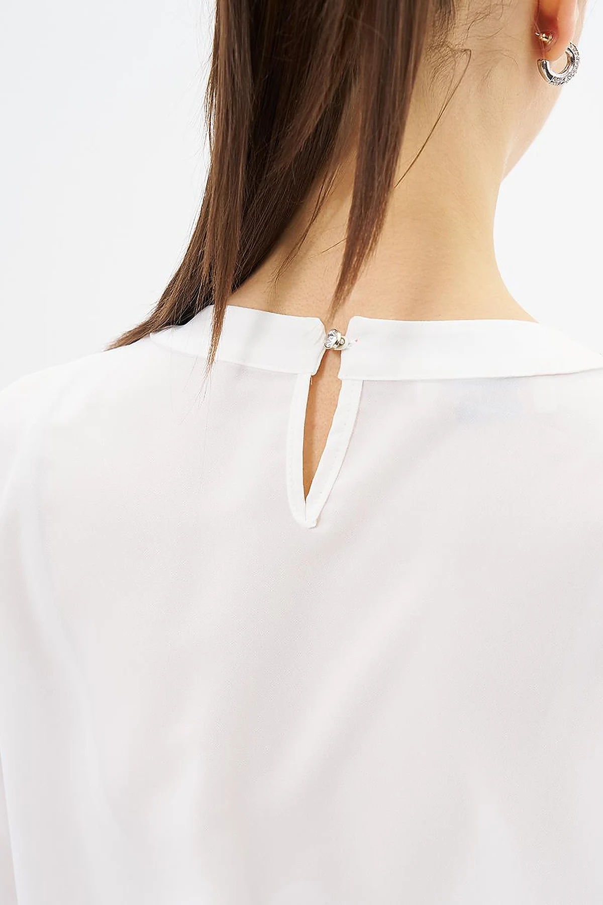 Ribbed Detailed Zero Collar Tunic Ecru