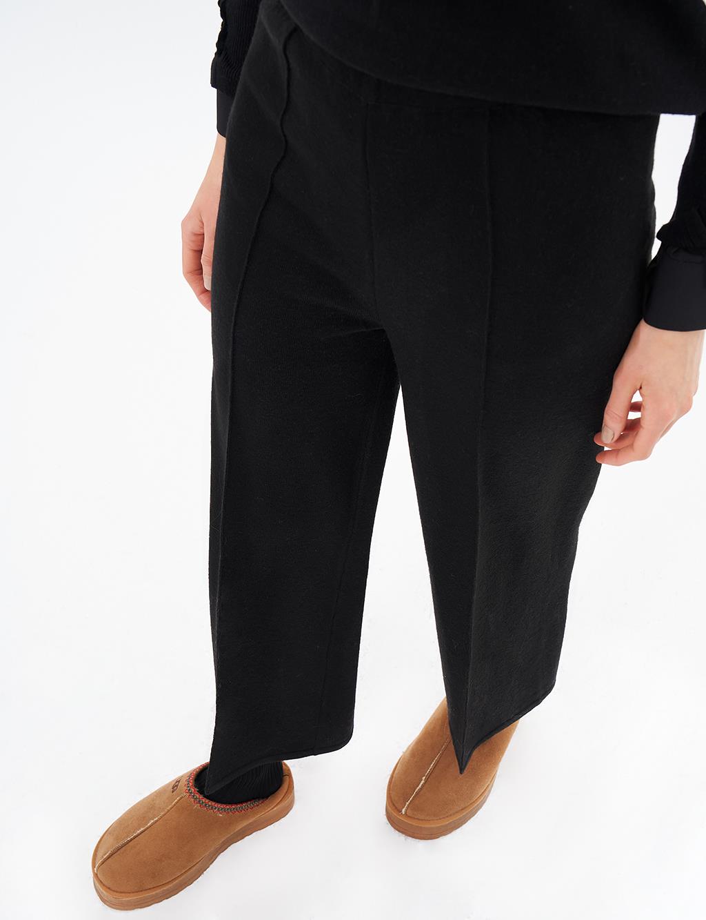 Grass Stitched Knitwear Pants Black