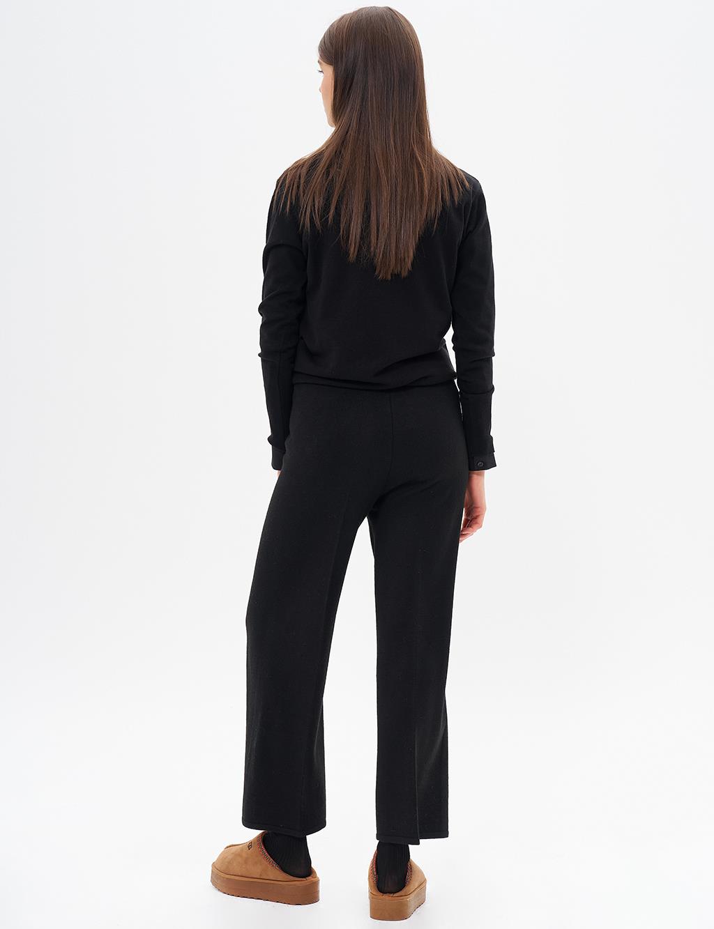 Grass Stitched Knitwear Pants Black