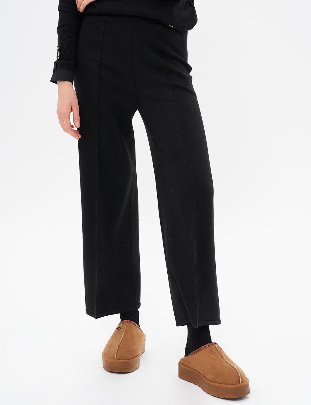 Grass Stitched Knitwear Pants Black