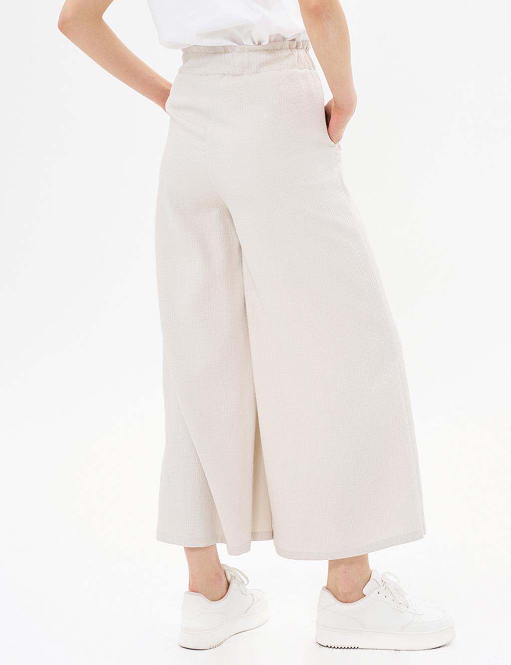 Wide Leg Crinkle Pants Stone