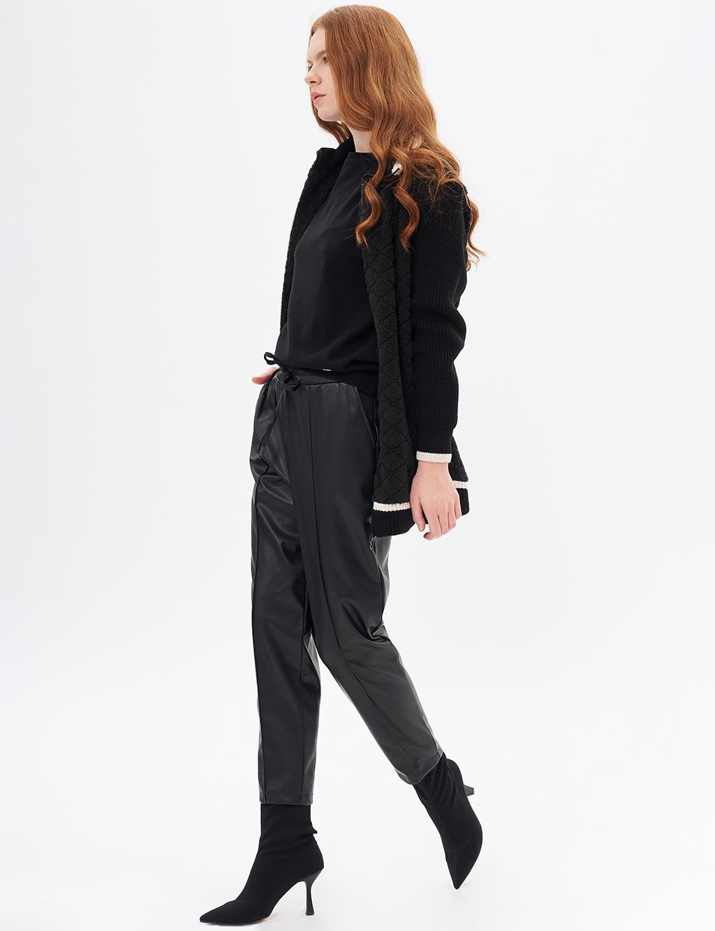 Knitwear Garnished Plush Jacket Black
