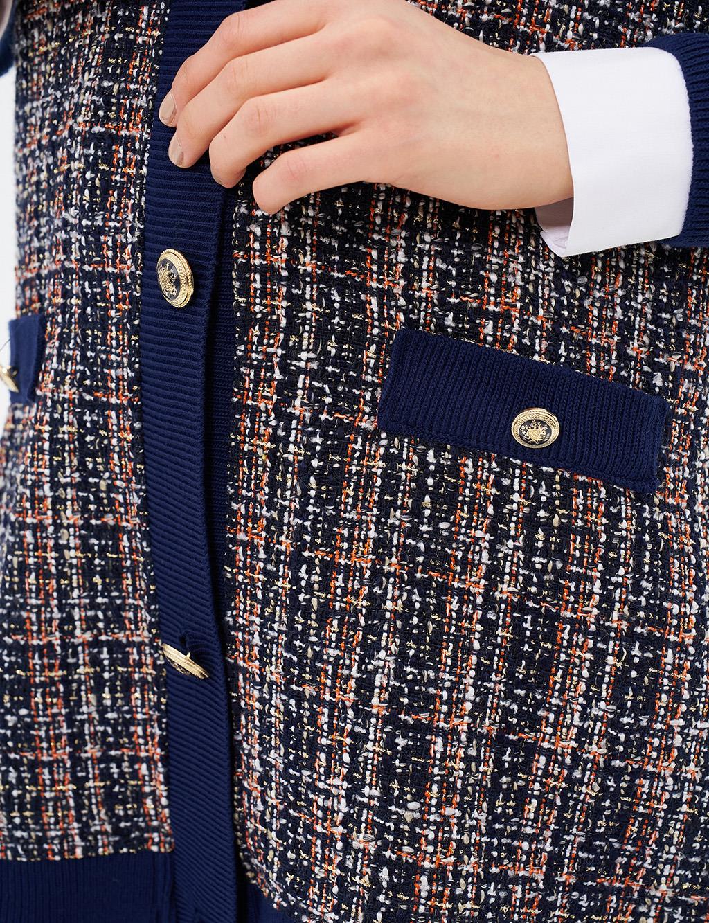 Gold Button Detailed Knitwear Cardigan Navy Blue