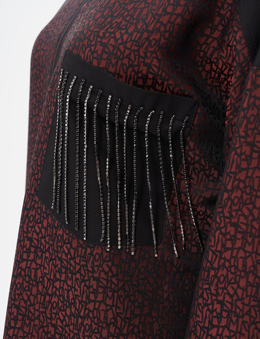 College Collar Abstract Pattern Tunic Chestnut