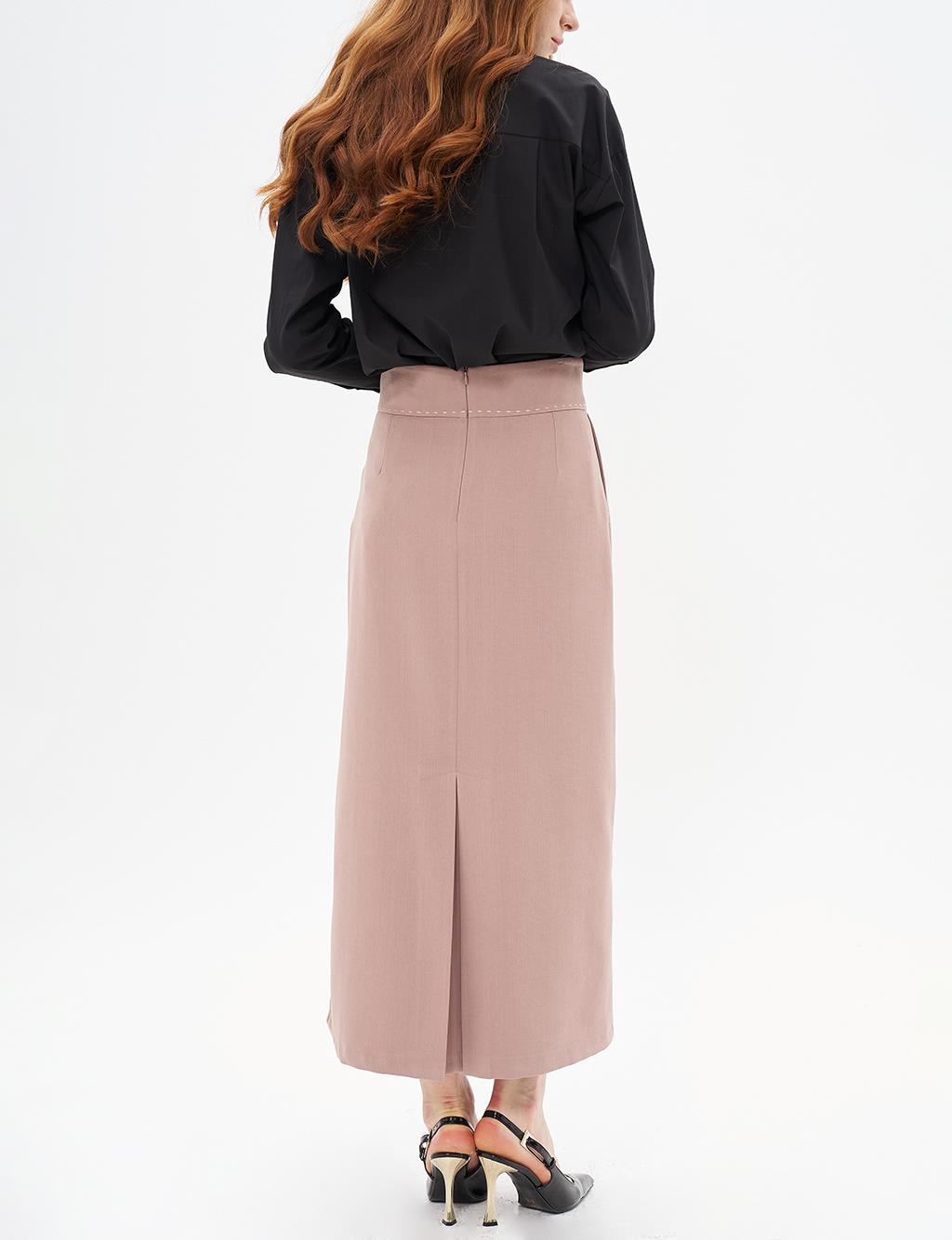 Pleated Flared Skirt Mink