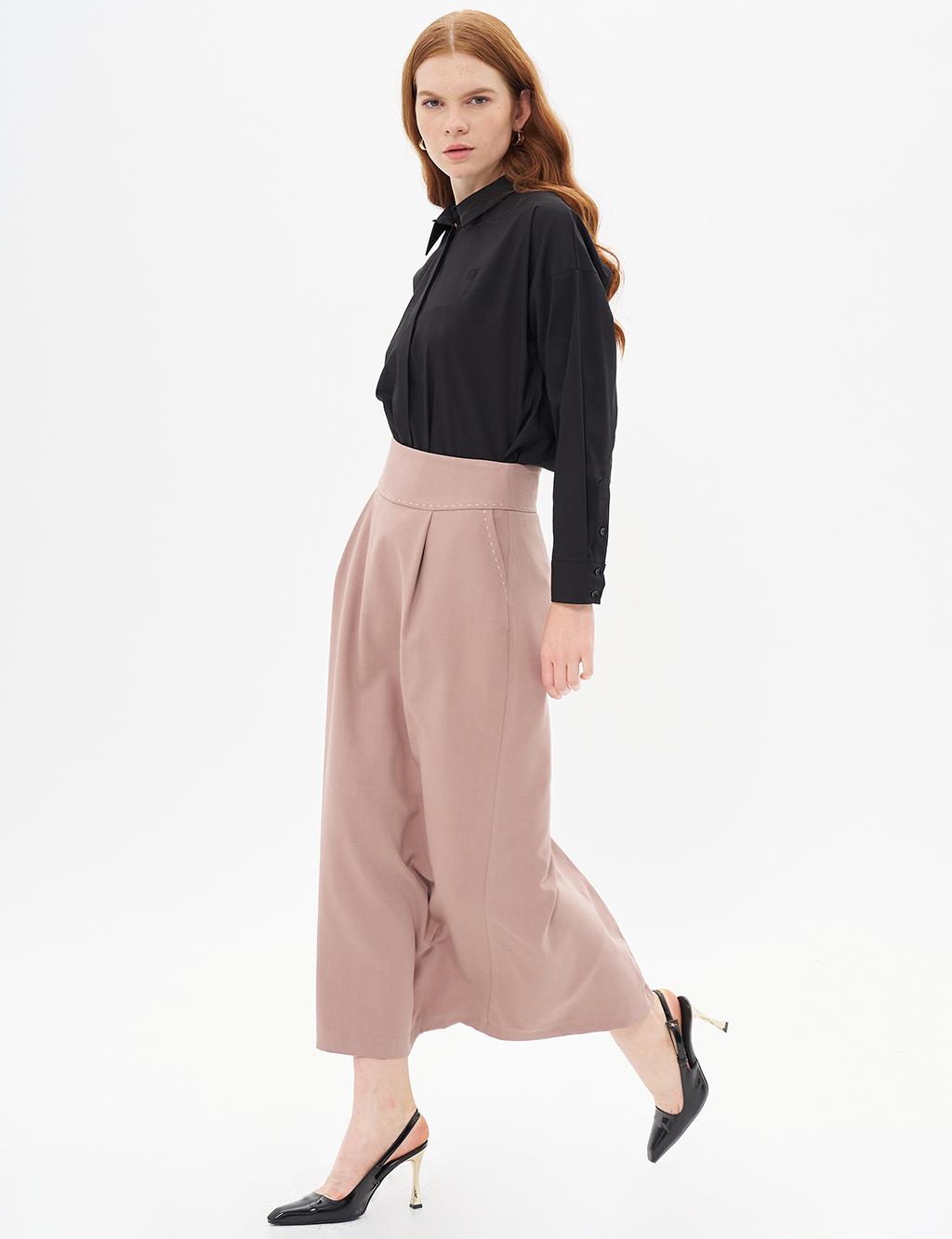 Pleated Flared Skirt Mink