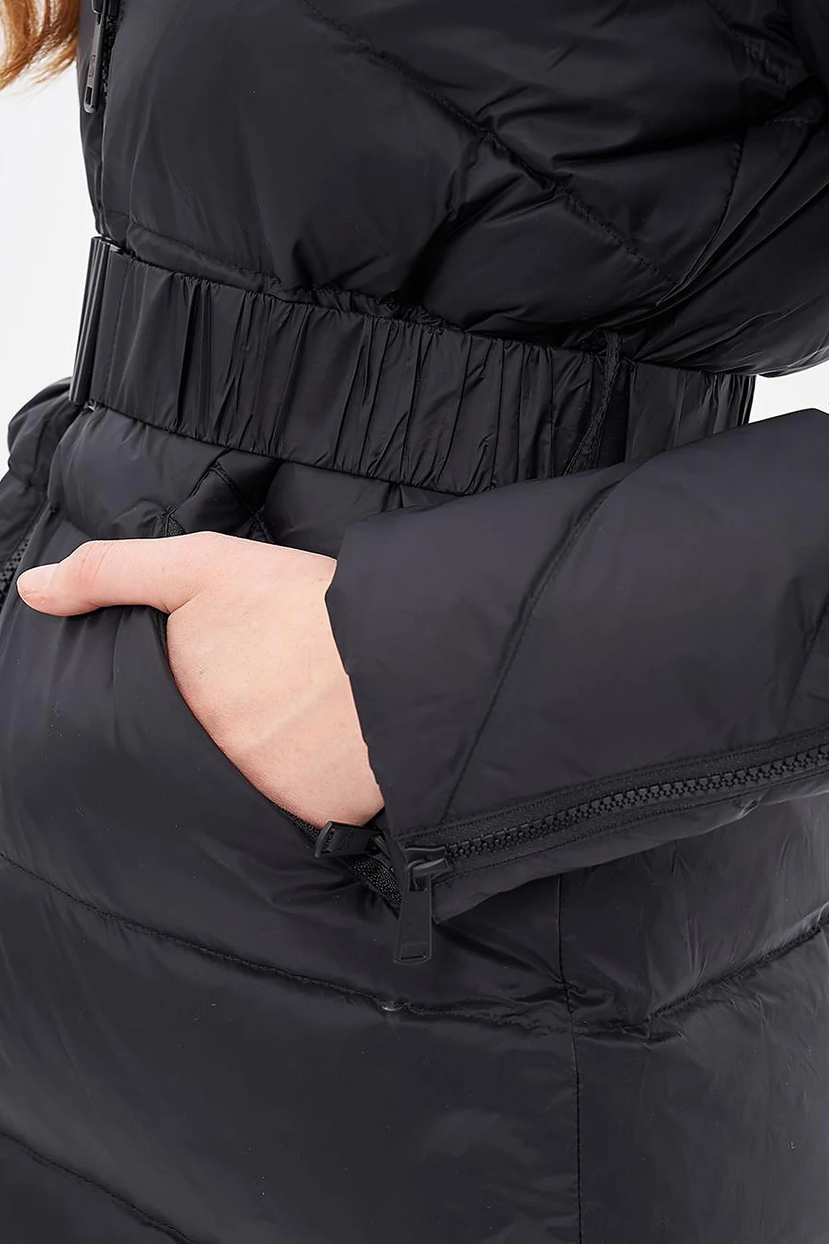 Zipped Pocket Detailed Down Coat Black