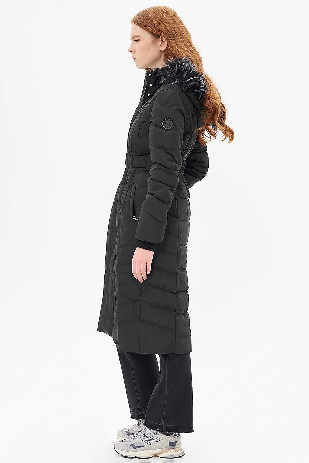 Belted Down Filled Coat Black