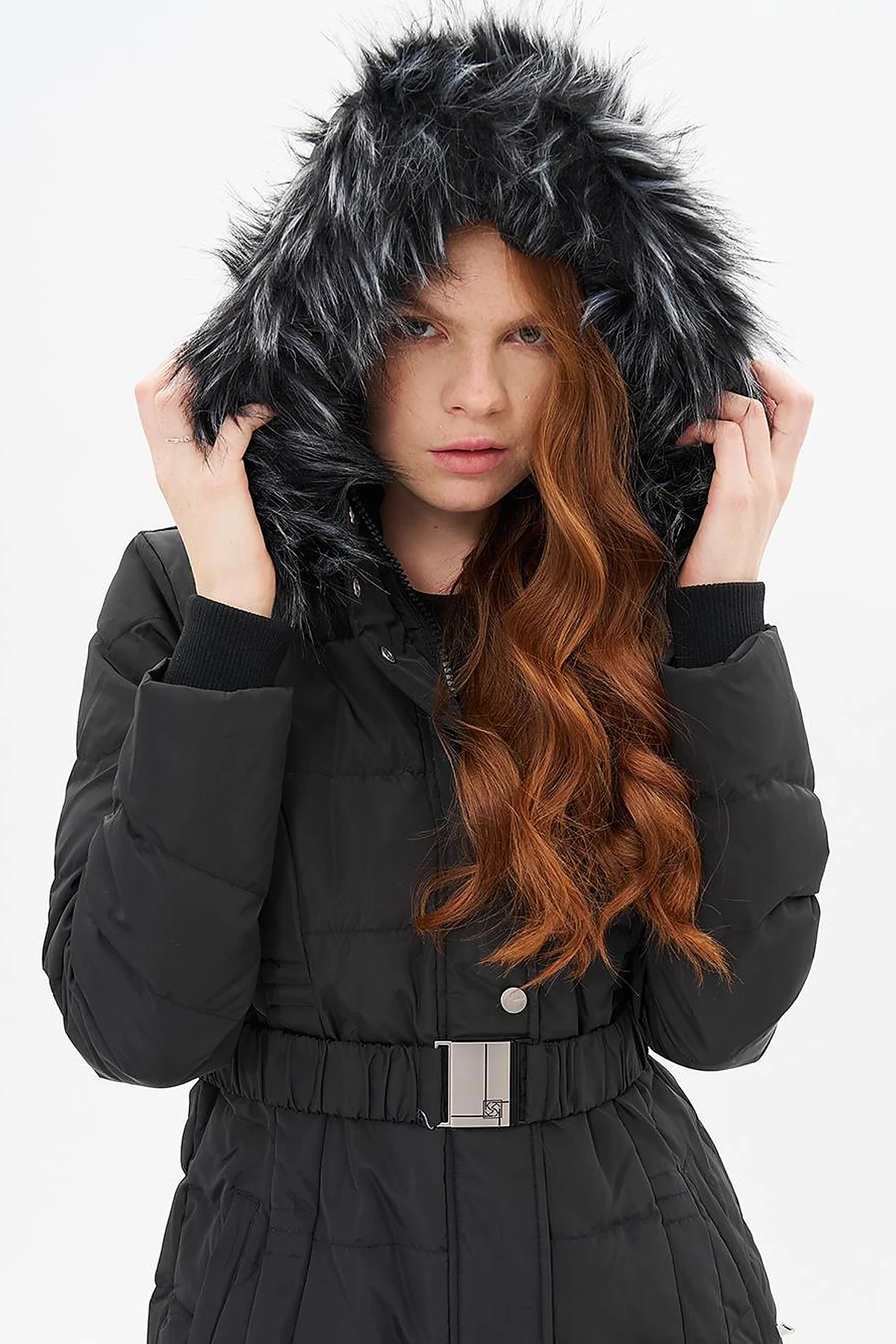 Belted Down Filled Coat Black