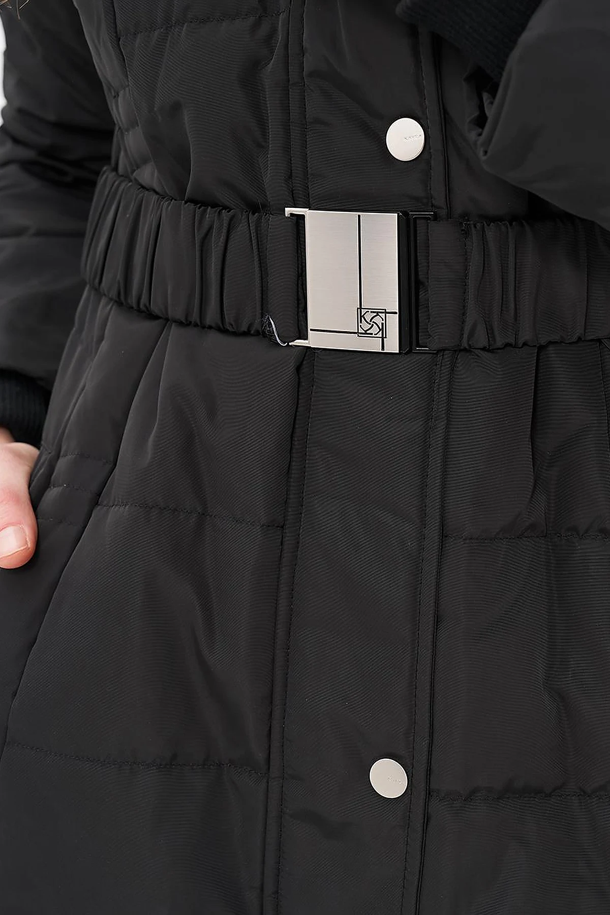 Belted Down Filled Coat Black