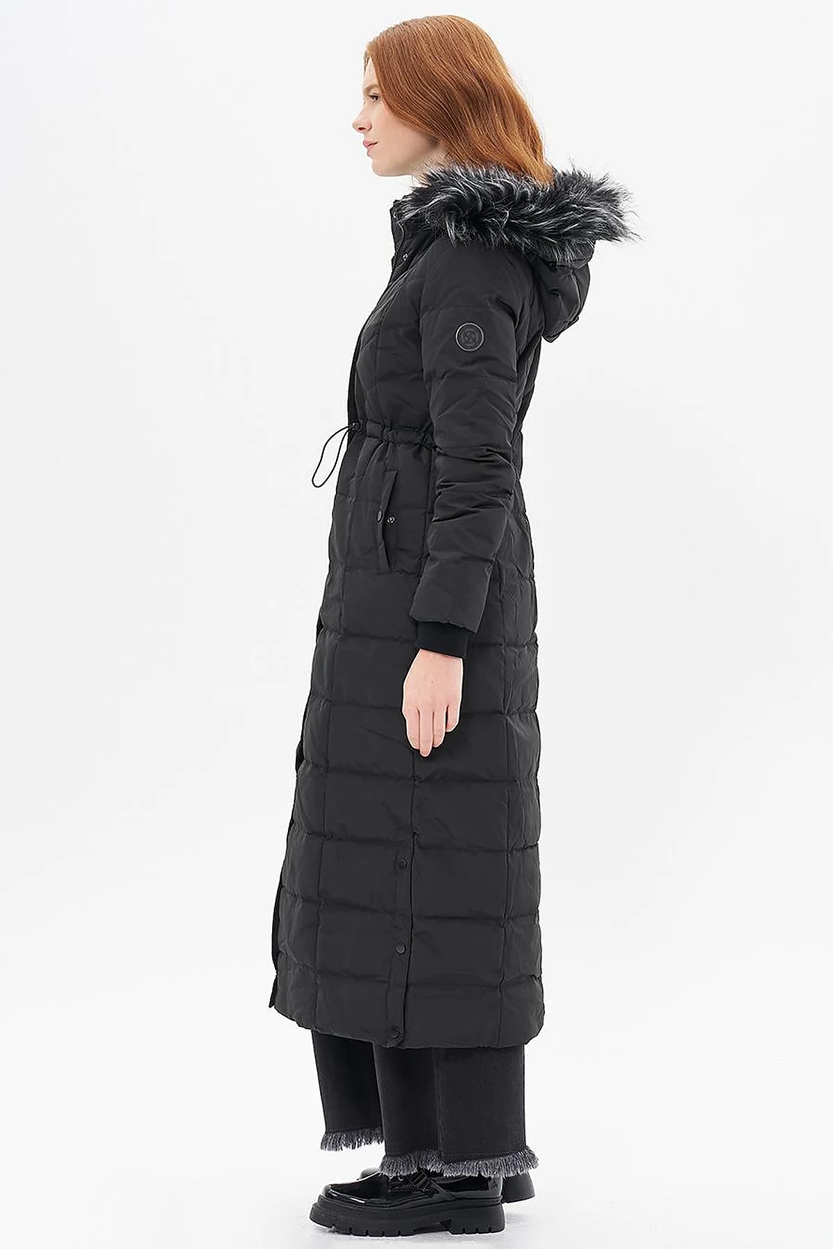 Faux Fur Down Coat Black
