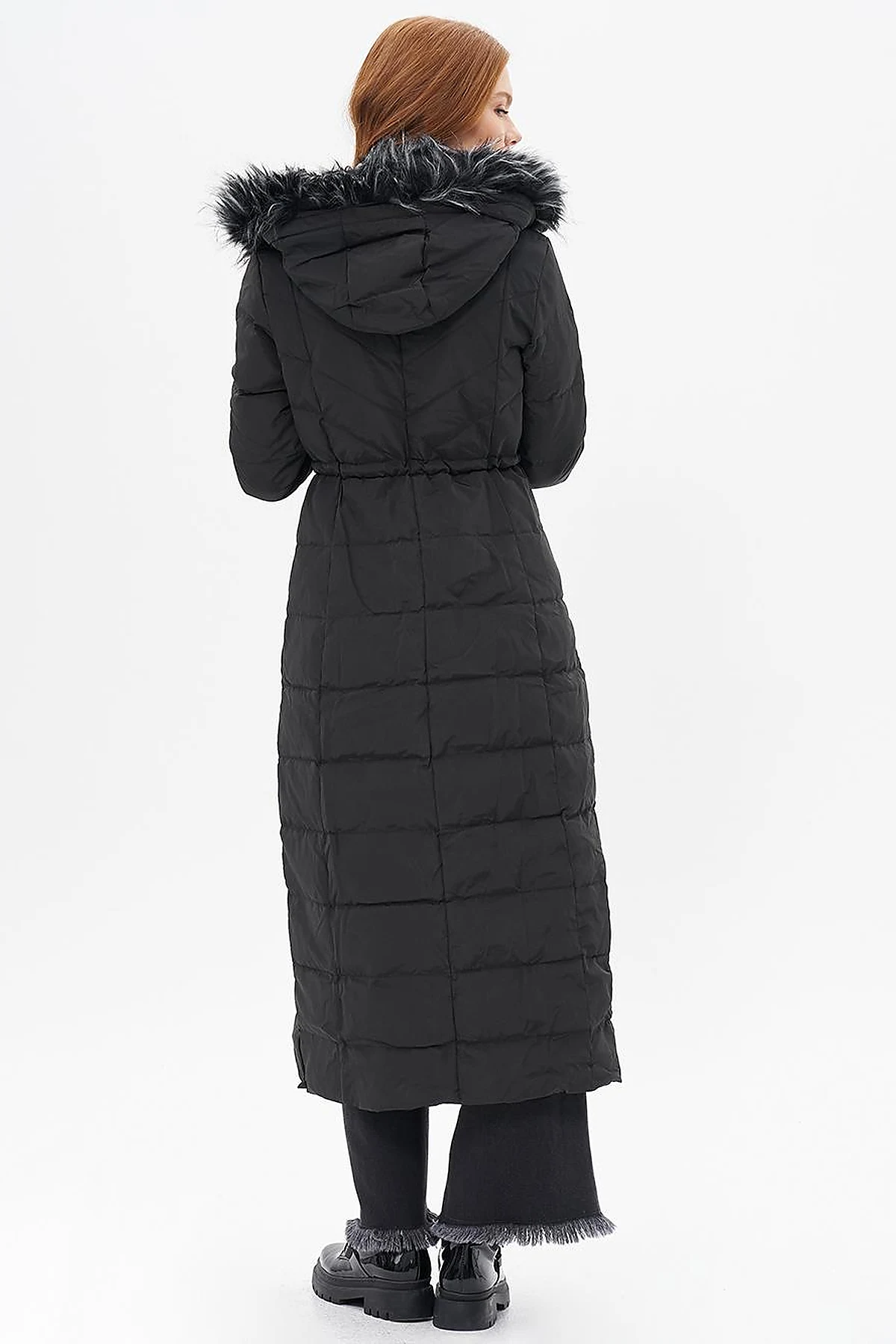 Faux Fur Down Coat Black