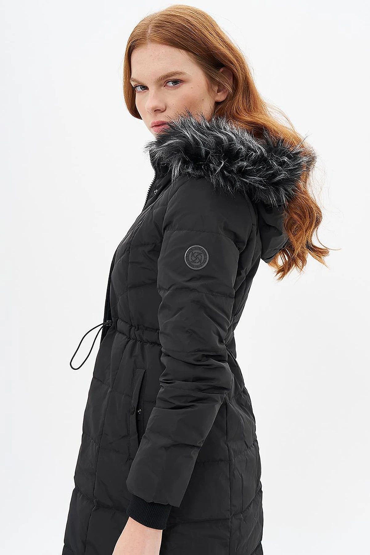 Faux Fur Down Coat Black