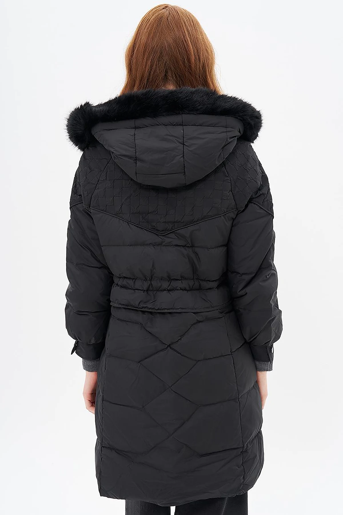 Black Faux Fur Down Jacket