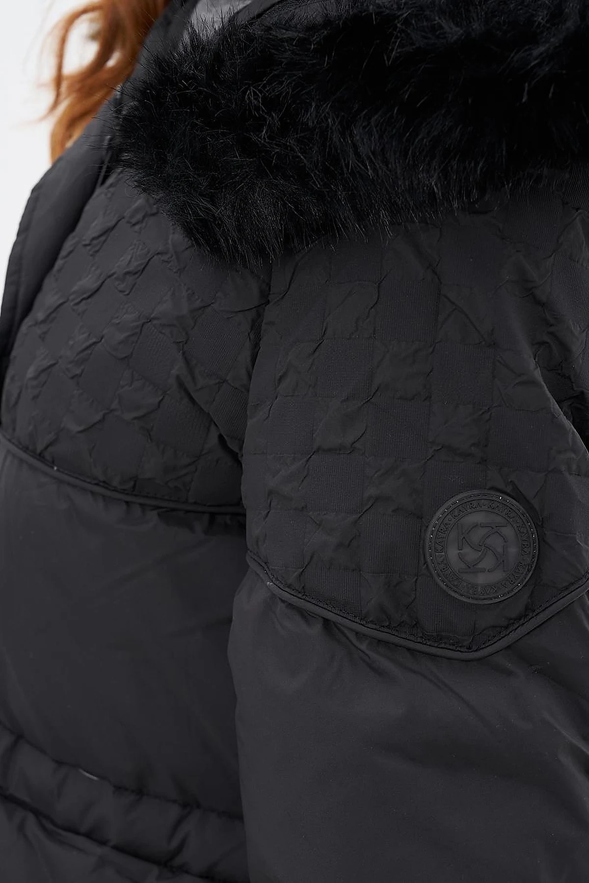 Black Faux Fur Down Jacket