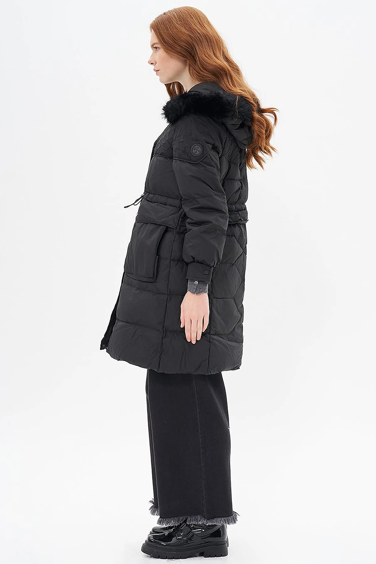 Black Faux Fur Down Jacket