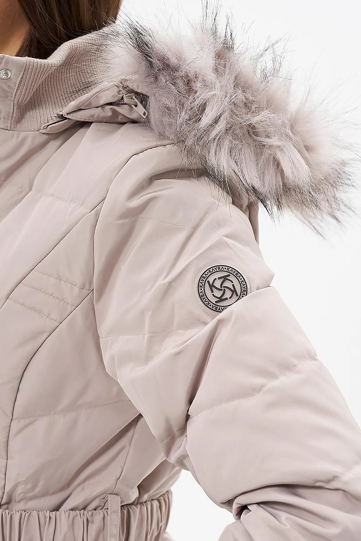 Belted Goose Feather Filled Coat Stone