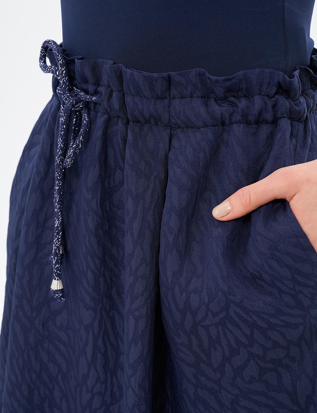 Abstract Pattern Bell Skirt Dark Navy Blue