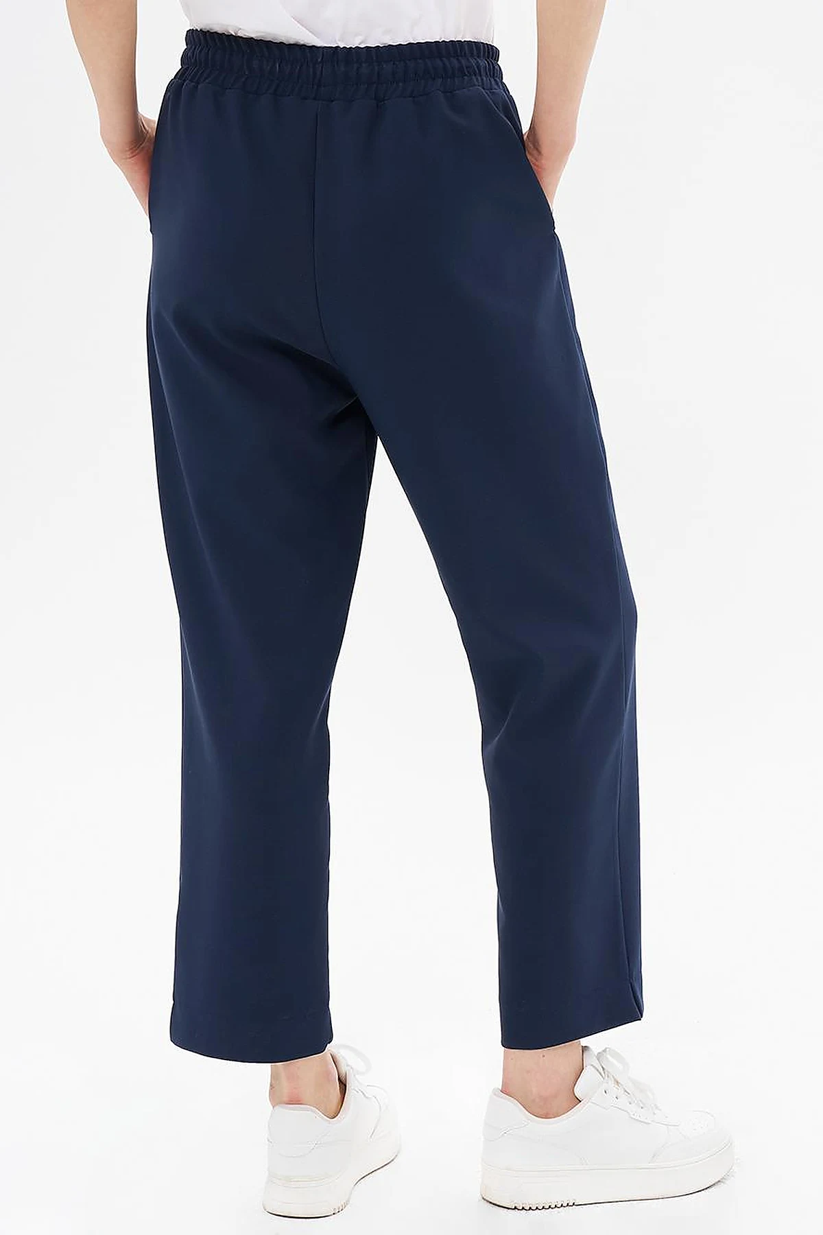 Carrot Trousers with Slit Legs Dark Navy Blue