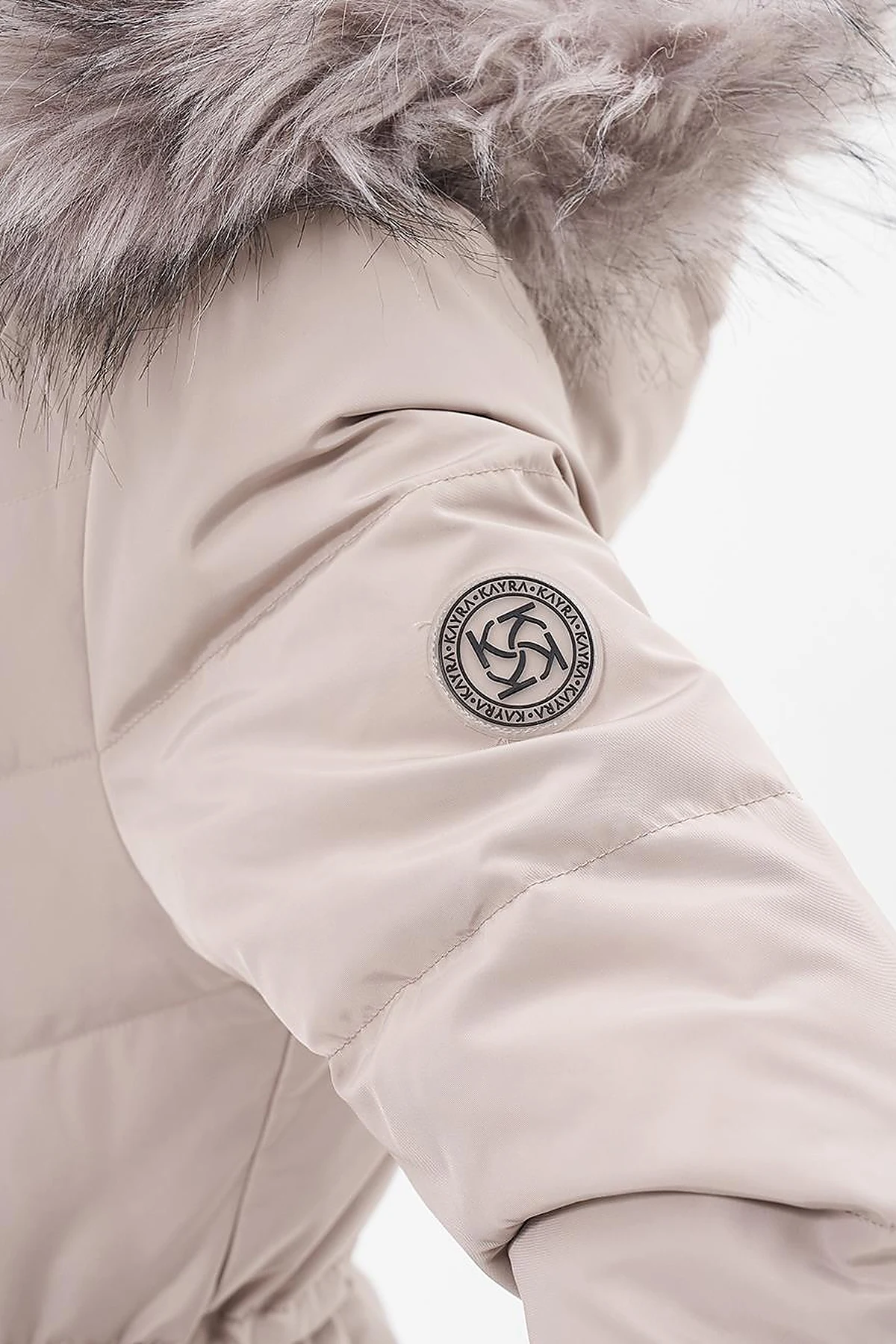 Faux Fur Goose Feather Coat Stone